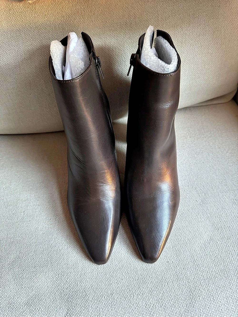 Vince Camuto Pointed-Toe Heeled Ankle Boots in Brown Like New